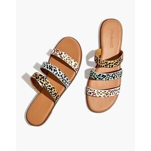 NEW Madewell The Ilana Slide Sandal in Calf Hair in Seaside Blue Wash